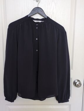 & Other Stories Navy Silk Button down Blouse